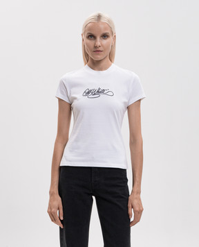 Off-White Белая футболка с вышивкой логотипа 2FA00411T