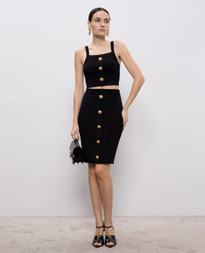 Balmain Черный топ с брендовыми заклепками GF1AA415KJ43