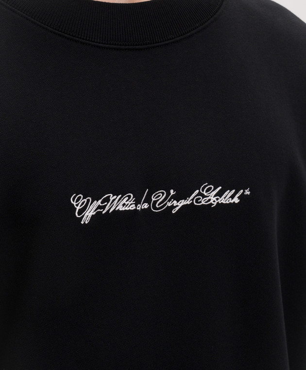 Off-White Чорний світшот з вишивкою Script Arrow 44MBA054S26F001 зображення 5