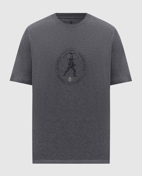 Brunello Cucinelli Серая футболка с брендовым принтом M0B138519