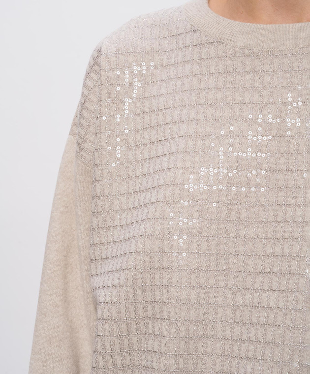 Brunello Cucinelli Бежевий джемпер з вовни, кашеміру та шовку M16230010 зображення 5