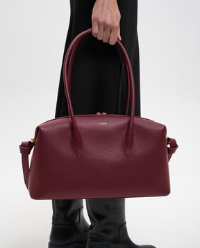 YUZEFI Бордовая кожаная сумка-дафл BRIOCHE BRIOCHEDUFFLELEATHER