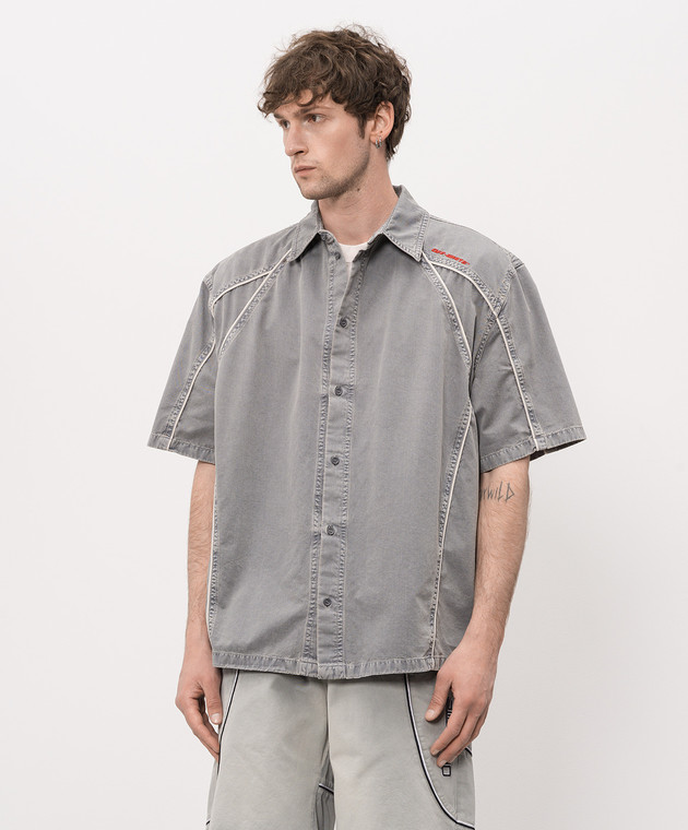 Off-White Серая рубашка с вышивкой логотипа 44XGG01IS26F001 изображение 3