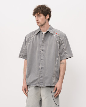 Off-White Серая рубашка с вышивкой логотипа 44XGG01IS26F001