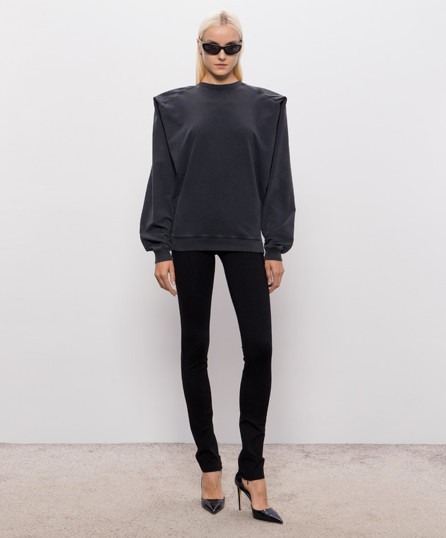 Thierry Mugler Темно-сірий світшот з акцентними плечима 26F3TS01306032 зображення 2