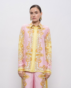 Versace Рожева блуза із шовку в принт Spring Barocco 10013601A17165