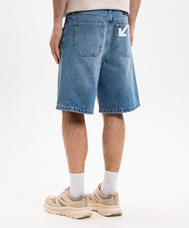 Off-White Сині джинсові шорти з емблемою Half Arrow 44XYC028S26D001 зображення 4