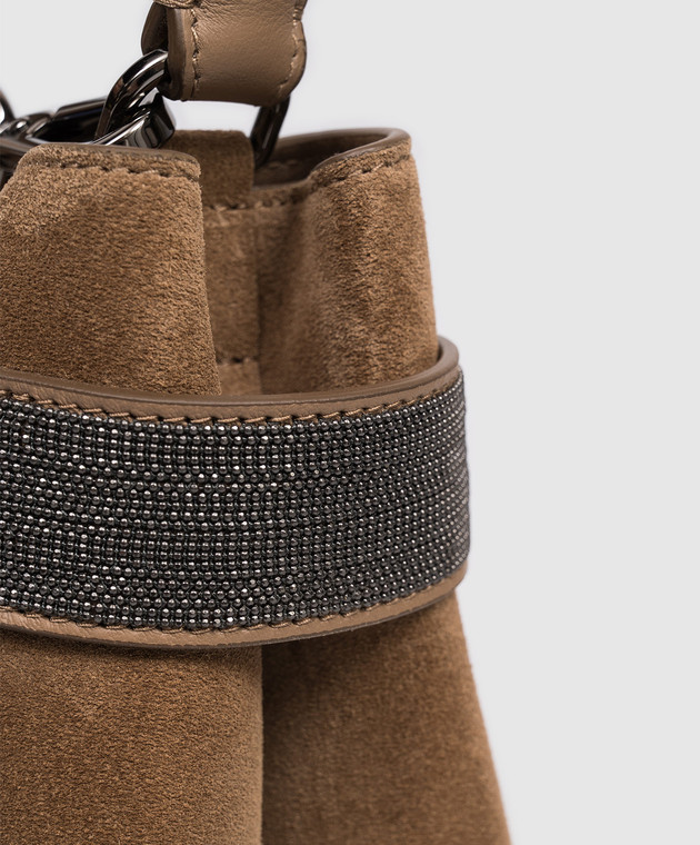 Brunello Cucinelli Коричневая замшевая сумка Essence с цепочкой мониль MBDLD2499 изображение 4
