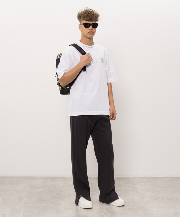 Off-White Белая футболка с принтом логотипа и эмблемы 44MAA120F26J01E изображение 2