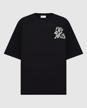 Off-White Чорна футболка з принтом логотипа 44MAA120S26J00M