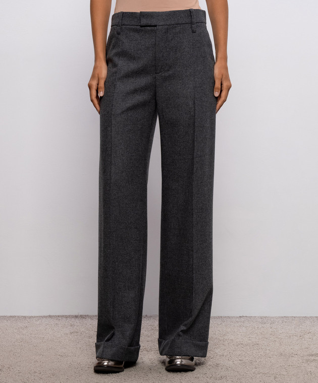 Brunello Cucinelli Брюки из шерсти и кашемира серого цвета MB162P8492 изображение 3