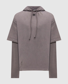 Palm Angels Сіре худі з вінтажним ефектом PMBB178F25FLE001