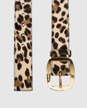 Dolce&Gabbana Бежевый ремень из кожи с ворсом в леопардовый принт BE4609AV769