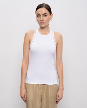 Peserico Белый топ в рубчик с цепочкой S08781J005669