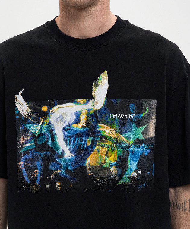 Off-White Черная футболка Caravaggio 44MAA120S26J00C изображение 5