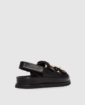 Stuart Weitzman Чорні шкіряні сандалі Socharming Mary SN122