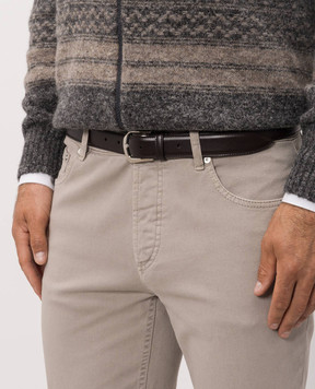 Brunello Cucinelli Кожаный ремень коричневого цвета MAUNX346