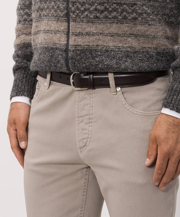 Brunello Cucinelli Кожаный ремень коричневого цвета MAUNX346 изображение 2