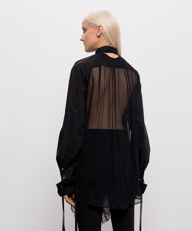 Ann Demeulemeester Черная блуза Sini с шелком B0014338FA026 изображение 4