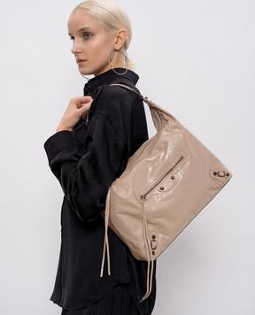 Balenciaga Бежева шкіряна сумка-хобо Le City 8525742ABEK