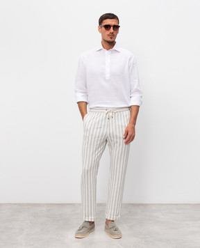 Agnona Белые брюки с леном в полоску T710U6YYB200