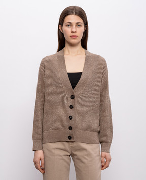 Brunello Cucinelli Коричневий кардиган з люрексом MST258306