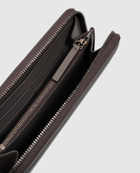 Brunello Cucinelli Коричневий шкіряний гаманець з принтом логотипа MWCRM2724