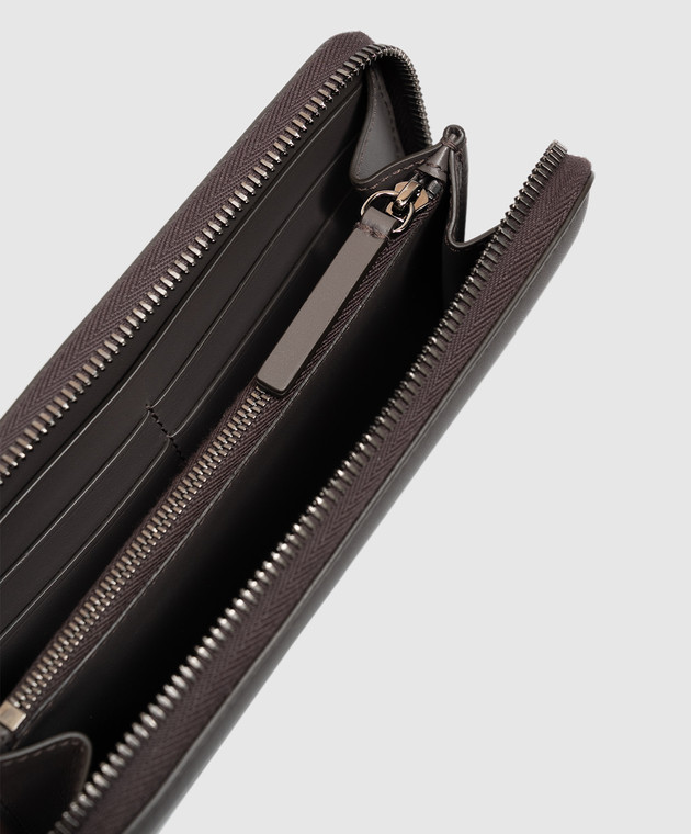Brunello Cucinelli Коричневий шкіряний гаманець з принтом логотипа MWCRM2724 зображення 3