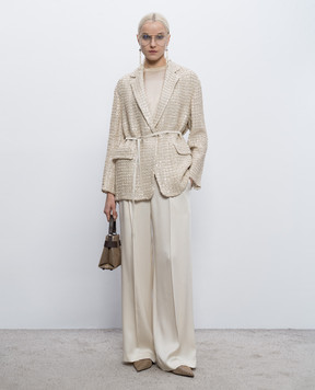 Brunello Cucinelli Бежевый топ из шелка с цепочкой мониль M0C59EH500