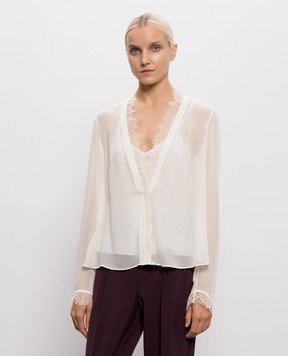 Twinset Блуза цвета айвори с кружевом 262AP2282