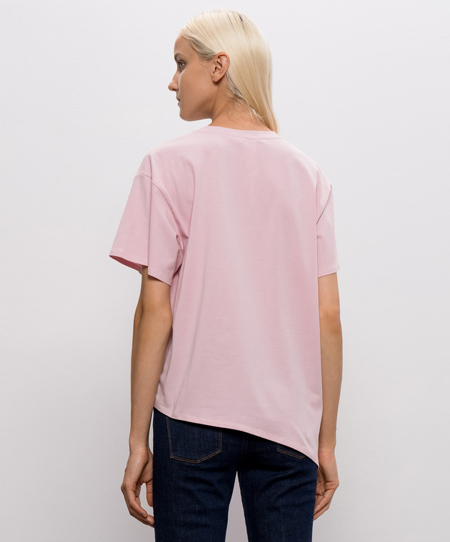 Twinset Рожева футболка з вишивкою логотипа 262LI2HLL зображення 4