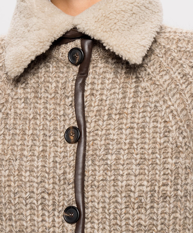 Brunello Cucinelli Бежевий кардиган з кашеміром MTP358106 зображення 5