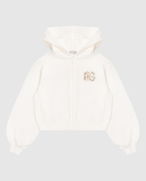 Dolce&Gabbana Детская бежевая спортивная куртка с вышивкой монограммы DG L5JWCWG7PVI812+