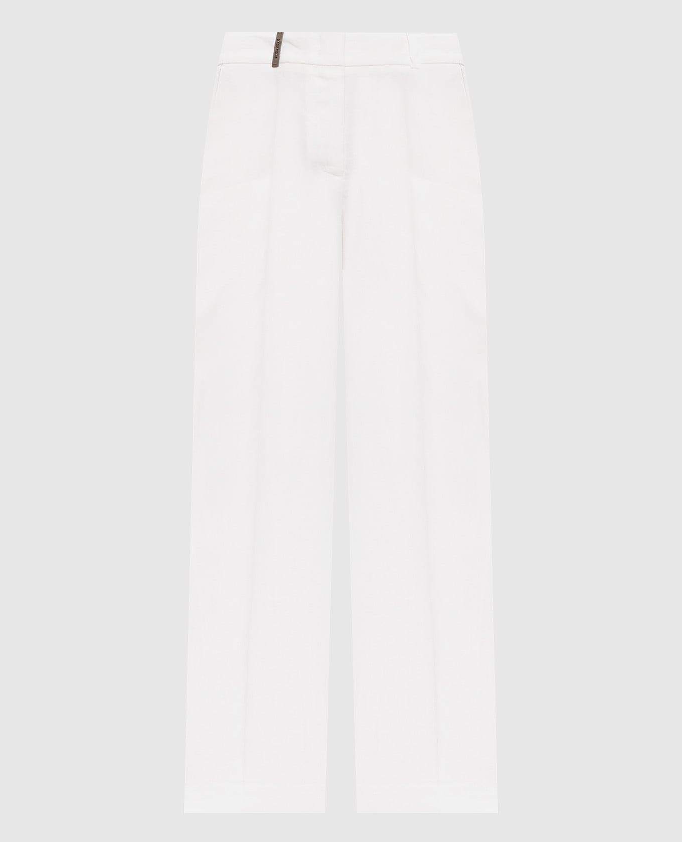 Белые брюки из льна с цепочкой