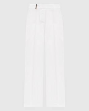 Peserico Білі штани з льону з ланцюжком A0404002606