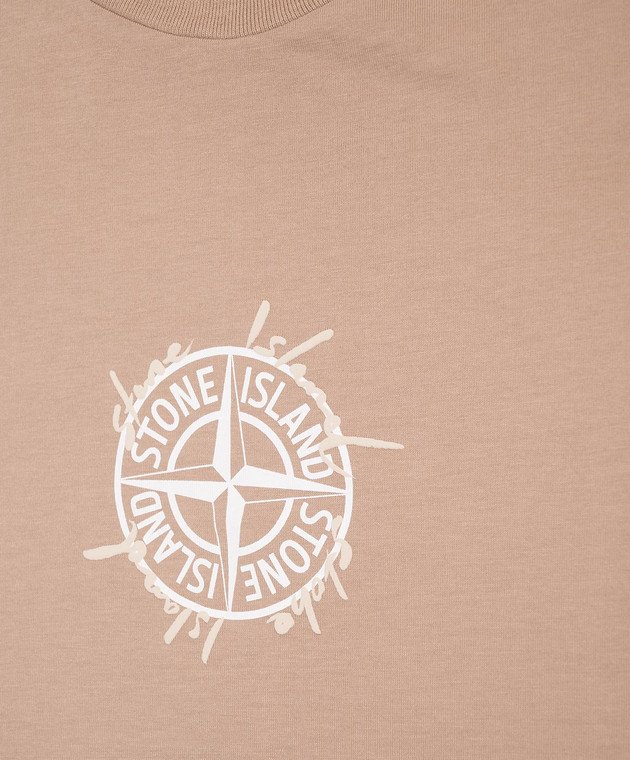 Stone Island Детская коричневая футболка с принтом логотип логотип L1S162100009S037924 изображение 3
