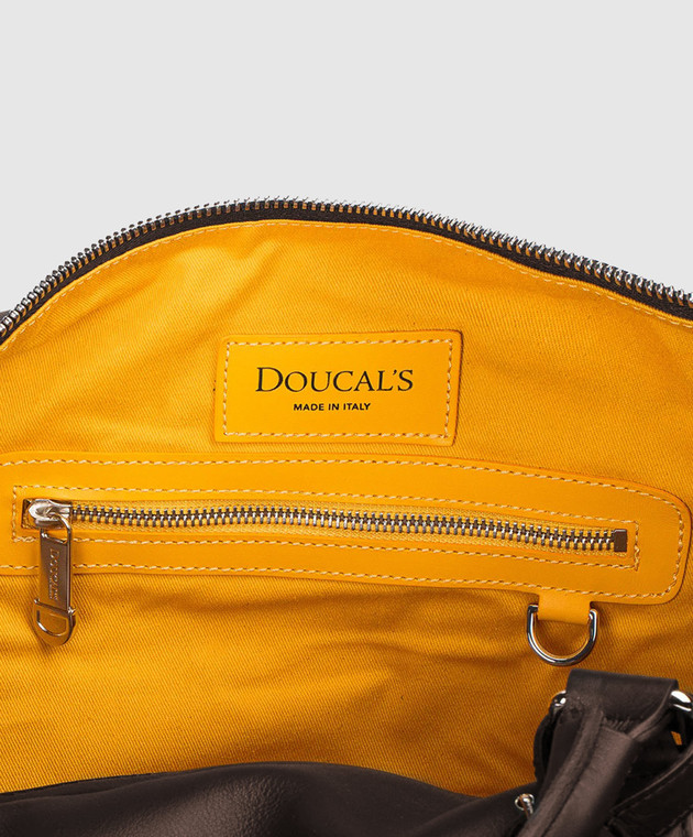 Doucal's Коричневая кожаная дорожная сумка с тиснением логотипа DB002303UT284 изображение 4