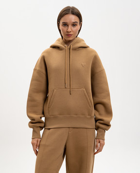 Ami Paris Коричневые утепленные худи с эмблемой USW756749