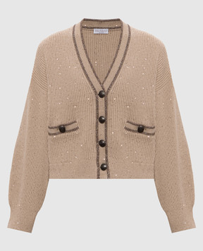 Brunello Cucinelli Бежевий кардиган з паєтками MDV745806