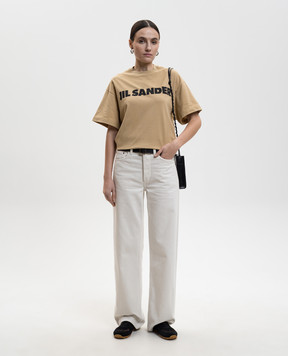 Jil Sander Коричнева футболка з контрастним принтом логотипа J02GC0140J20348