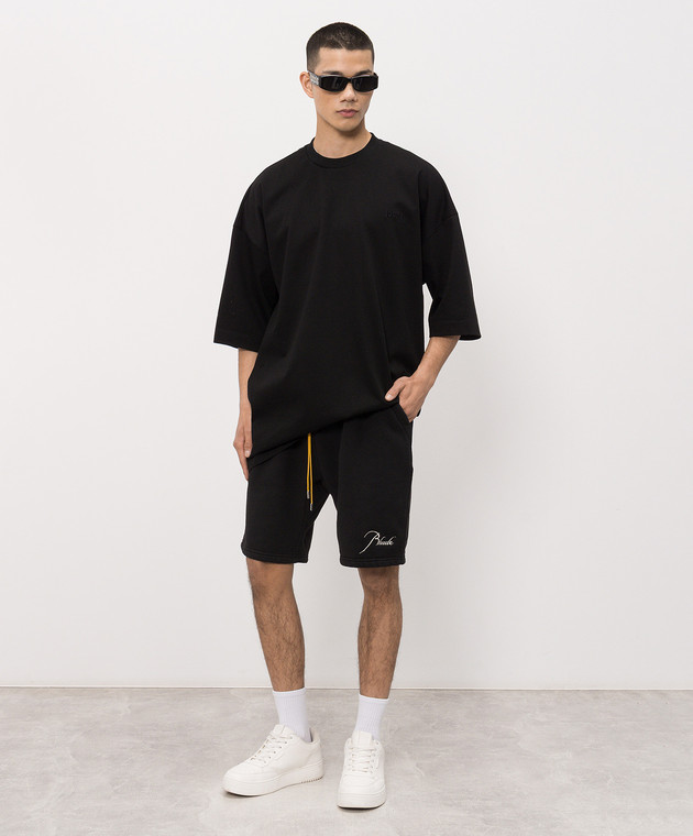 Rhude Черные шорты с вышивкой логотипа RHSS26SH03012 изображение 2