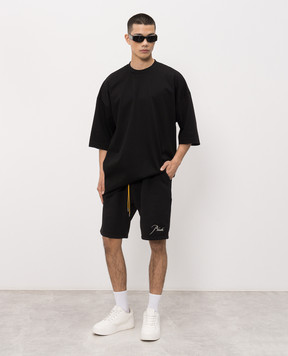 Rhude Черные шорты с вышивкой логотипа RHSS26SH03012