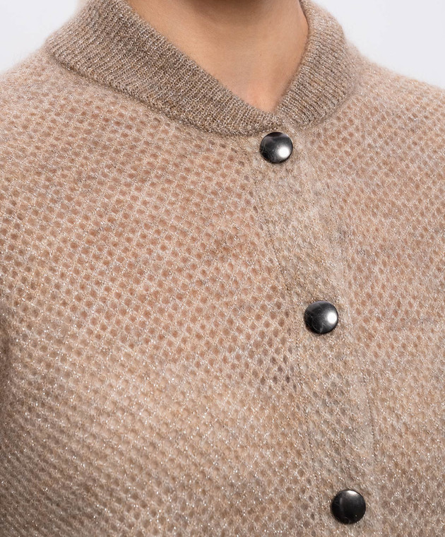 Brunello Cucinelli Коричневий кардиган з вовною з люрексом MGG270506P зображення 5
