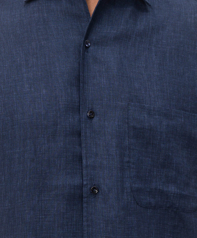 Castangia dal 1850 Синя сорочка з льону DMC2S26 зображення 5