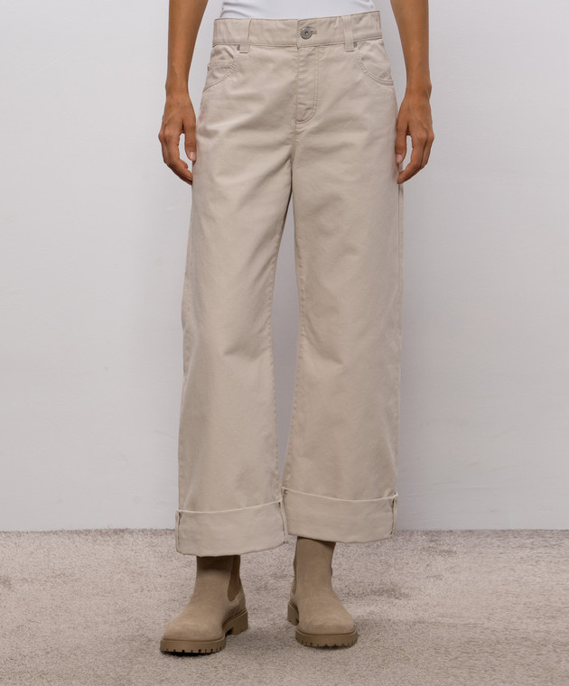 Brunello Cucinelli Бежевые джинсы с отворотами MD013P4114 изображение 3