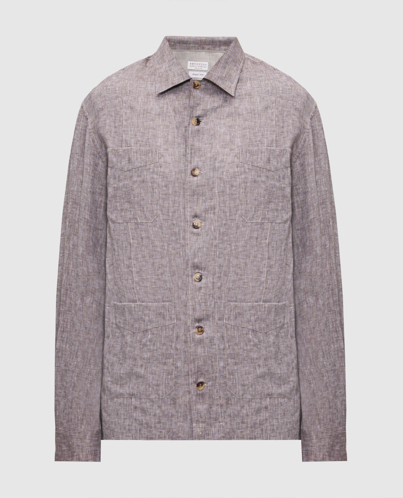 Коричневая рубашка из льна