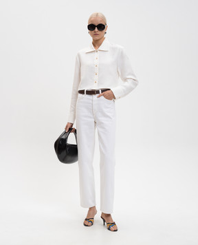 Khaite Біла укорочена сорочка Jasen з льону 2413218