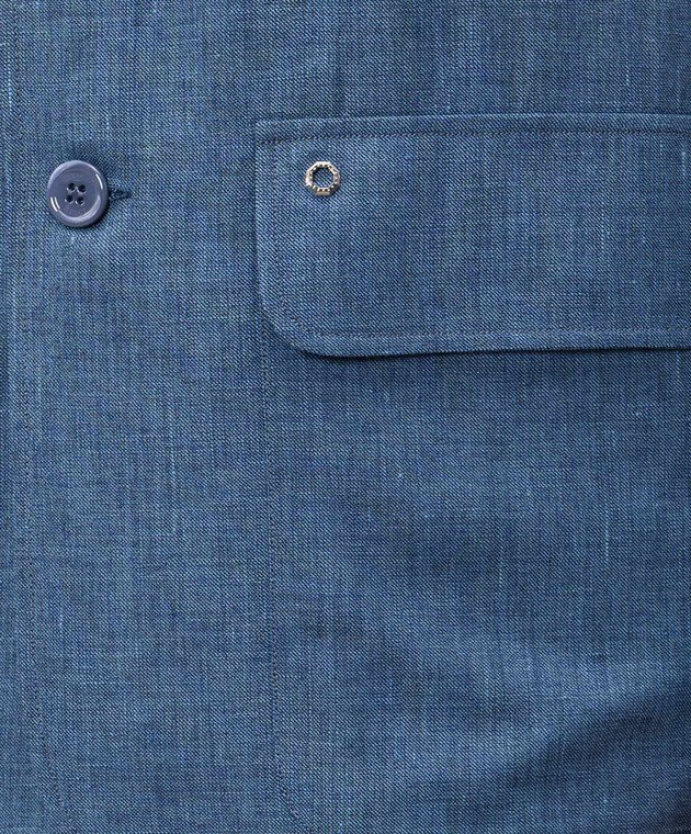 Stefano Ricci Синяя рубашка из льна, шерсти и шелка SP008138B127HA изображение 5
