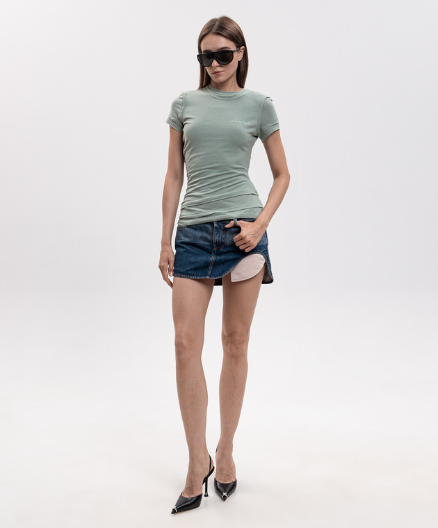 Alexander Wang Зеленая футболка с эффектом наложения слоев 1CC2261286 изображение 2