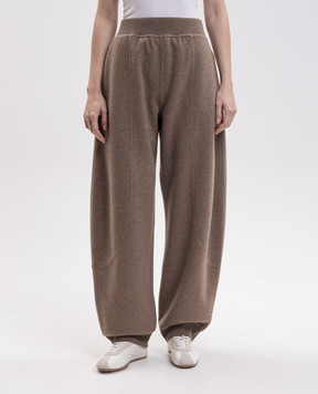 Max Mara Коричневые джоггеры CESTO из шерсти и кашемира MXSCESTO